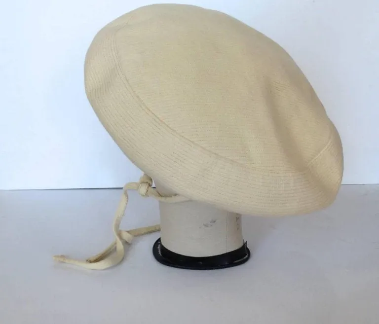 1960s Yves Saint Laurent Mod Cream Wool Saucer Tam Hat