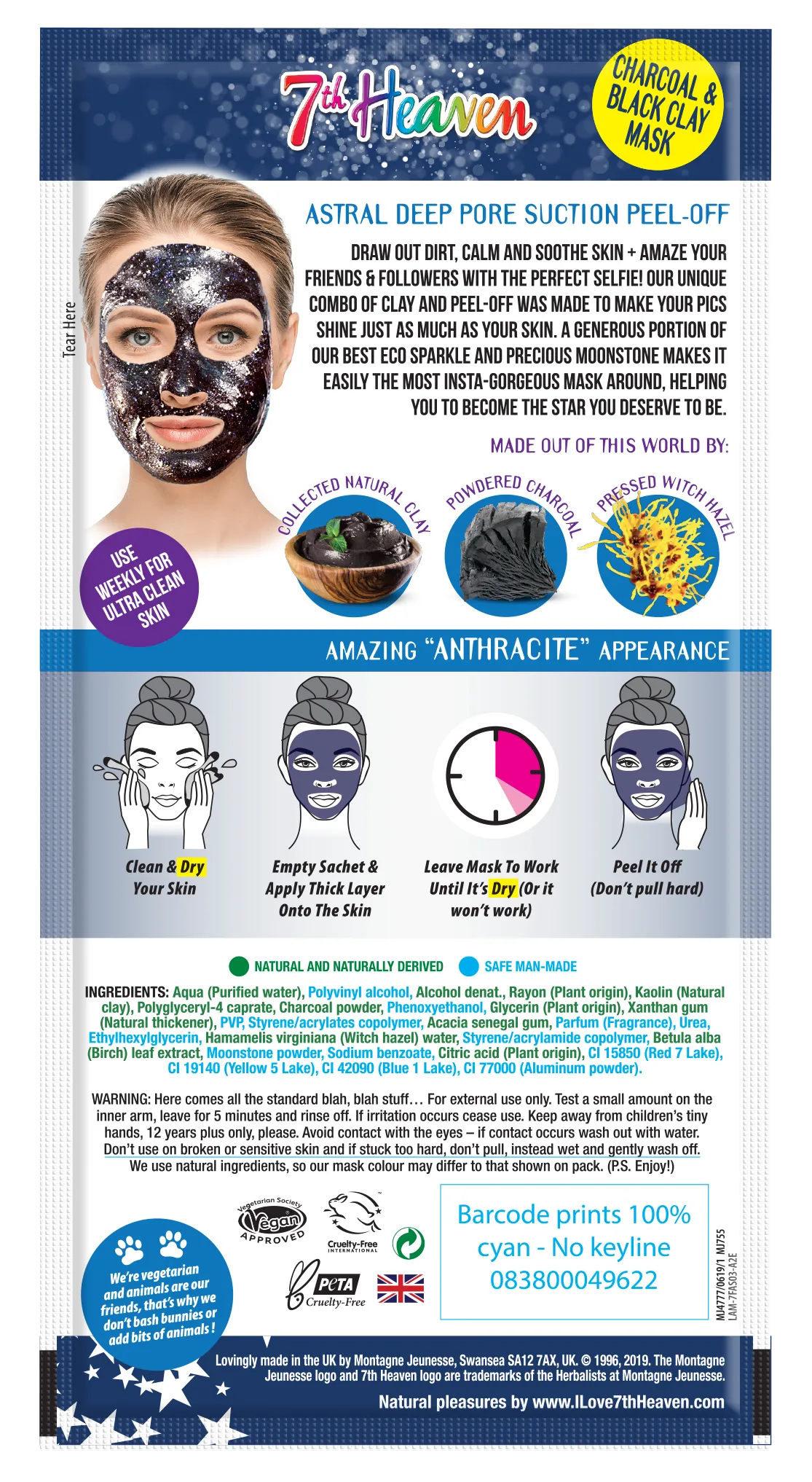 7th Heaven StarDust Out of this World Anthracite Peel Off Charcoal and Black Clay Mask