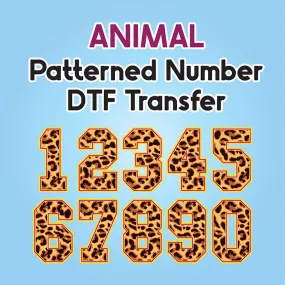 Animal Patterned Number DTF Transfer