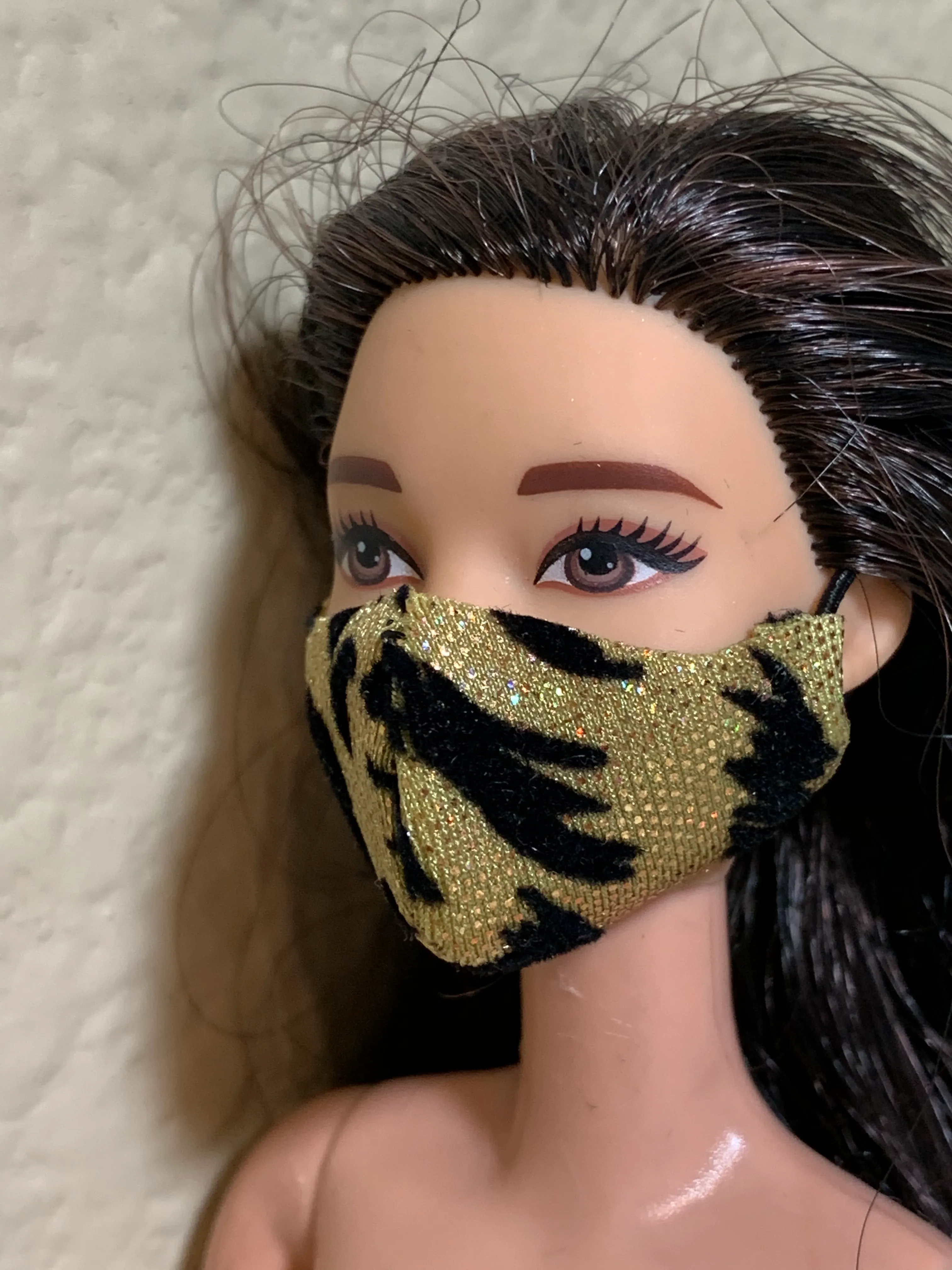 Barbie Doll face Mask Gold and Black