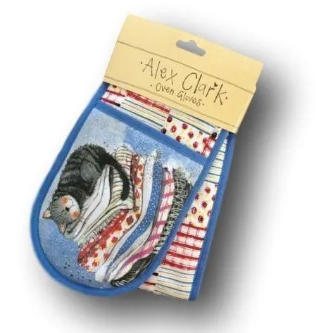 Cat Laundry Basket Double Oven Gloves, Apron and Tea Towel by Alex Clark - Gift Set