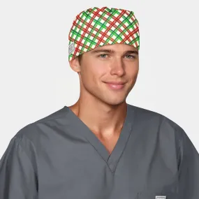 Christmas Plaid - Mens Surgical Scrub Caps