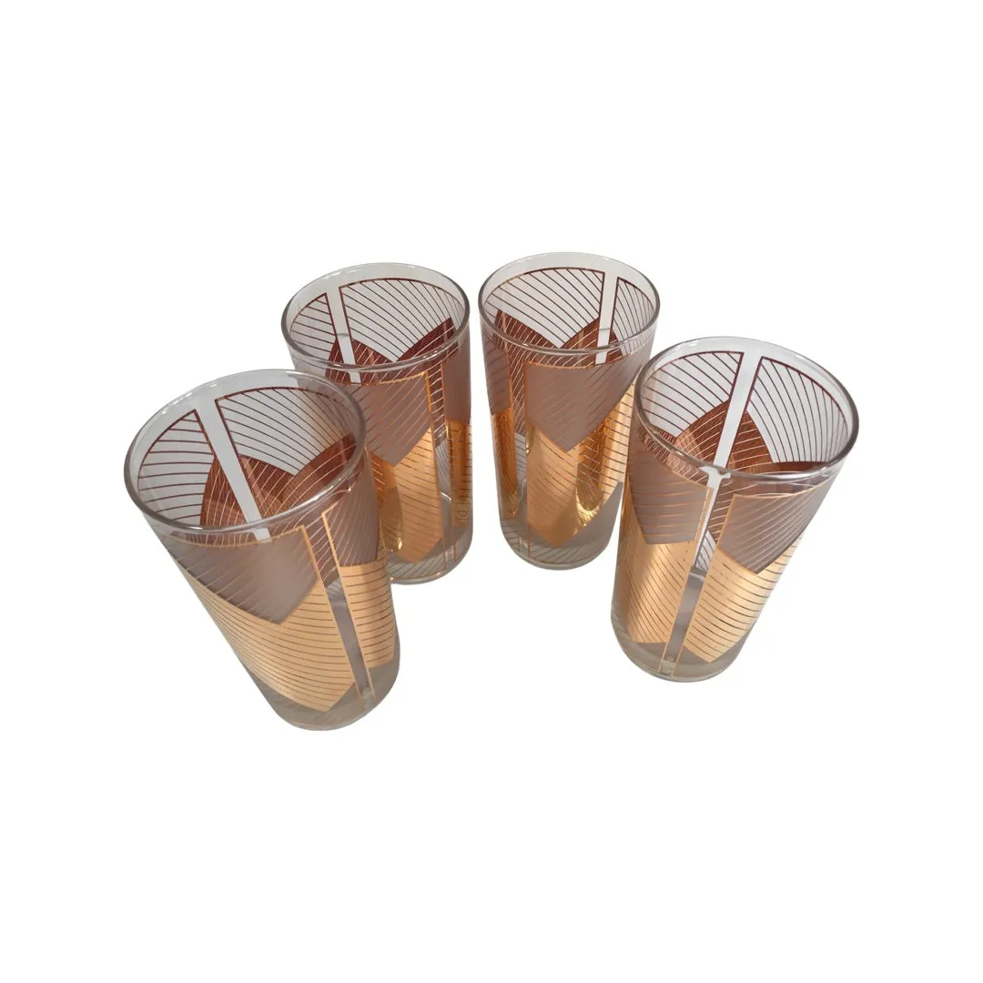 Culver Signed Mid-Century Chevron Highball Glasses (Set of 4)