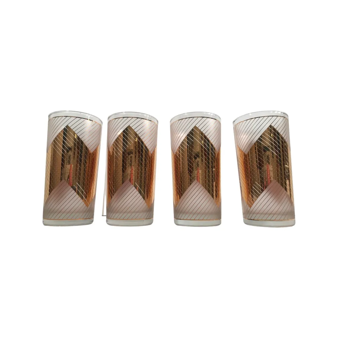 Culver Signed Mid-Century Chevron Highball Glasses (Set of 4)