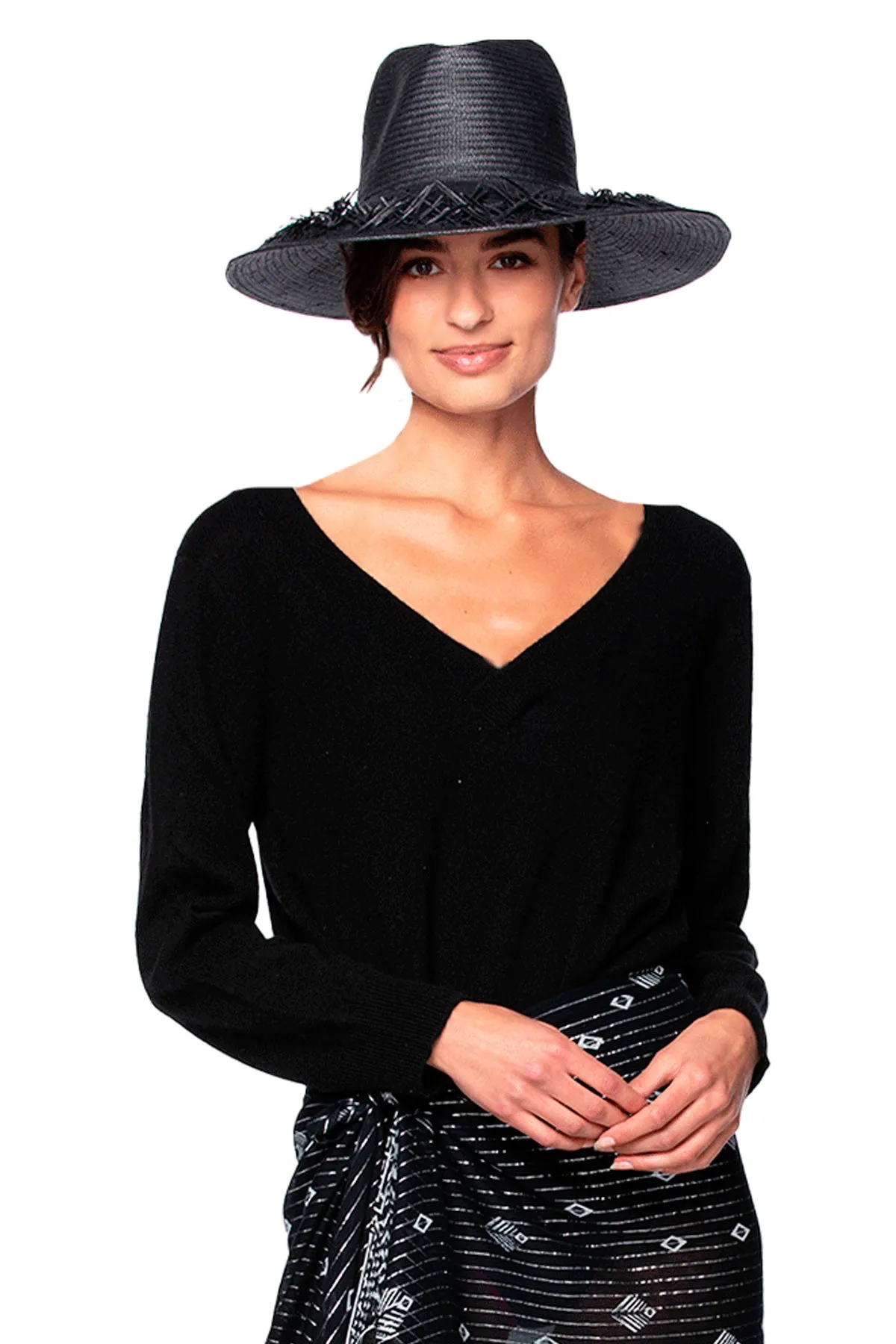 Darcie Fringe Edge Hat | Black