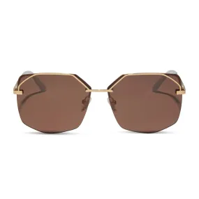 DIFF Bree Sunglasses - Shiny Gold    Brown Polarized