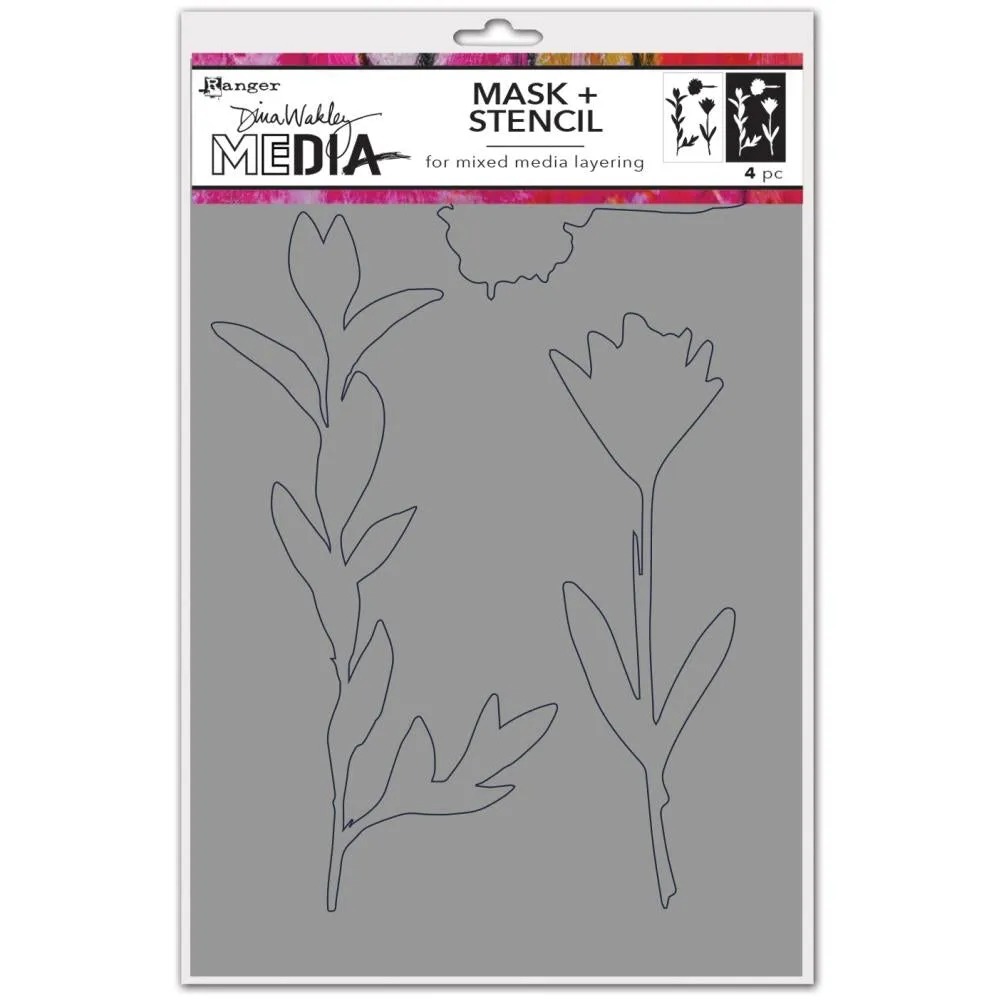 Dina Wakley Media Stencils   Masks 6"x 9" - Growing