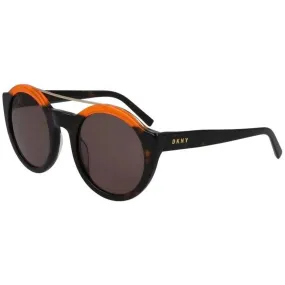 Dkny Women's Sunglasses - Dark Tort Neon Orange Plastic Round Frame | DKNY DK530S 237