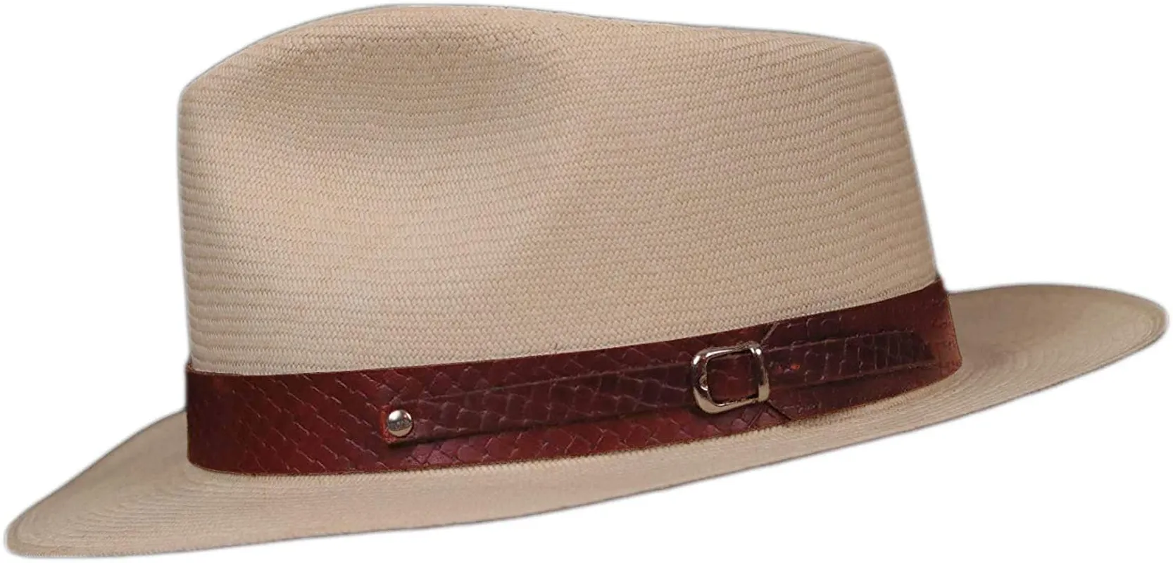 Embossed Patterned Leather Panama Hat Band (Band Only)