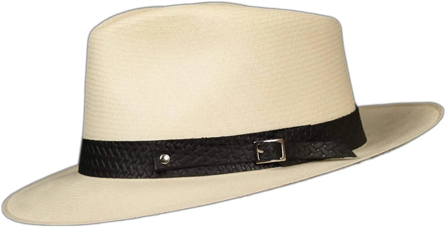 Embossed Patterned Leather Panama Hat Band (Band Only)