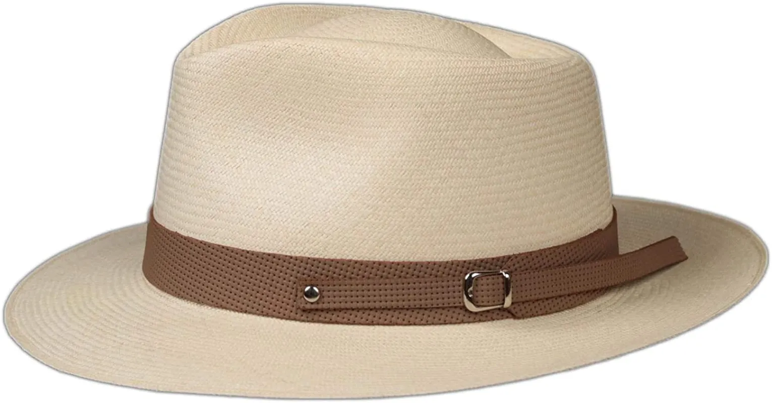 Embossed Patterned Leather Panama Hat Band (Band Only)