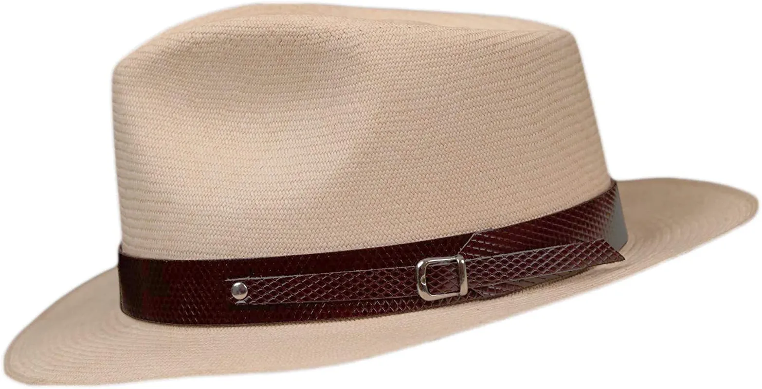 Embossed Patterned Leather Panama Hat Band (Band Only)