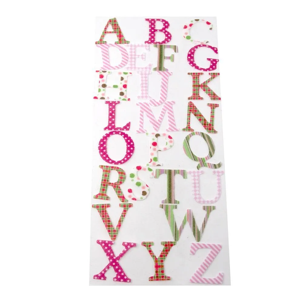 Felt Caps Patterned Roman Letter Stickers, 26-Count