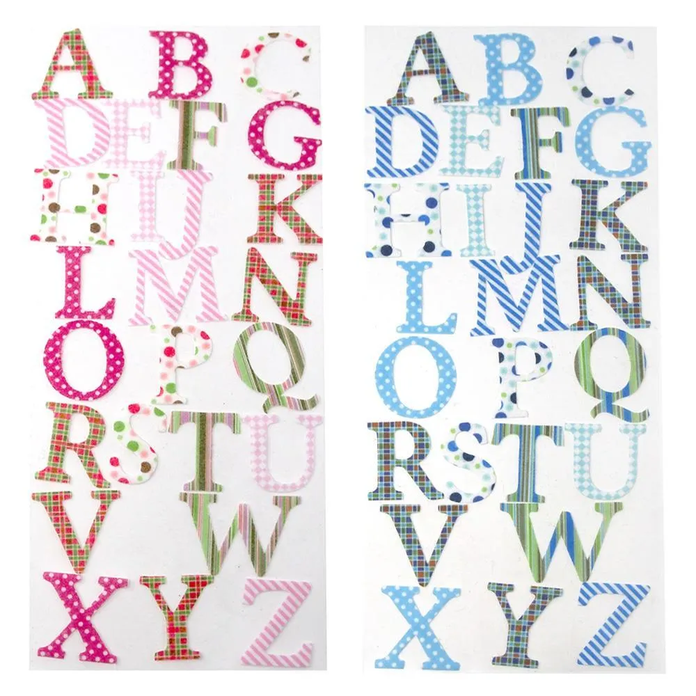 Felt Caps Patterned Roman Letter Stickers, 26-Count