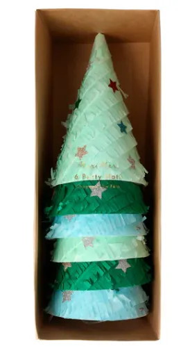 Fringed Christmas Tree Party Hats