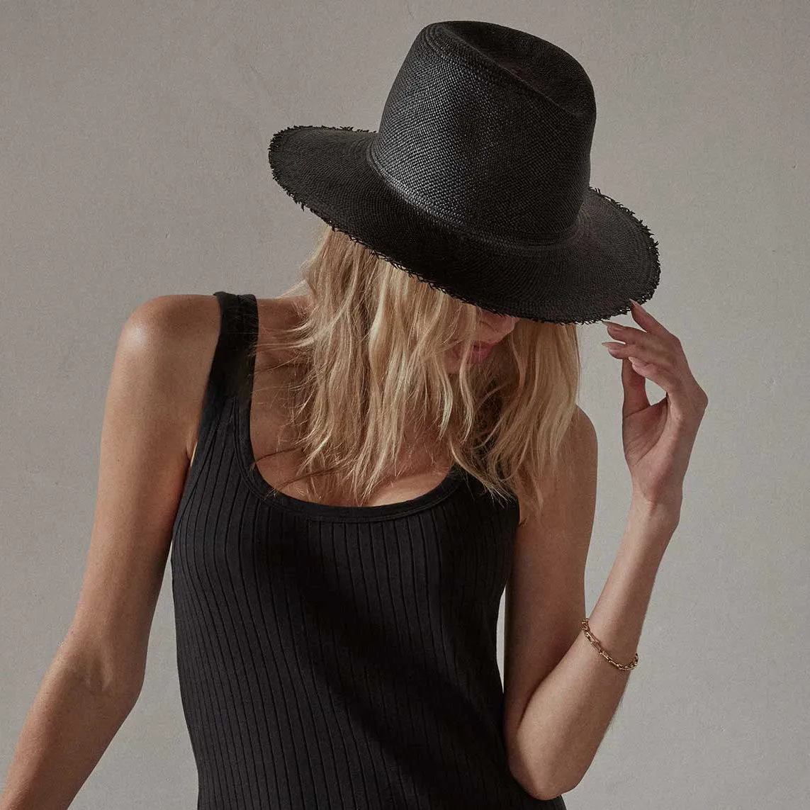 Fringed Continental Hat - Black