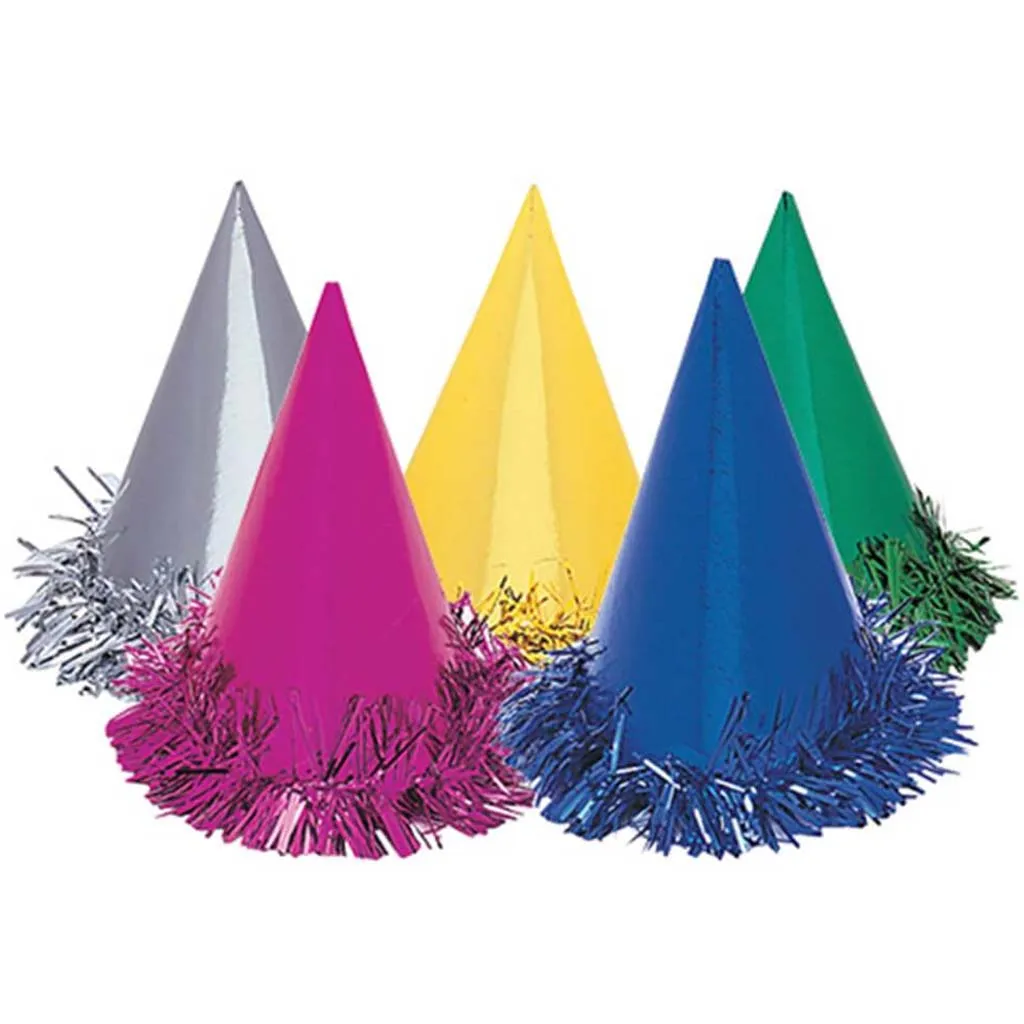 Fringed Foil Hats - Assorted, 6ct