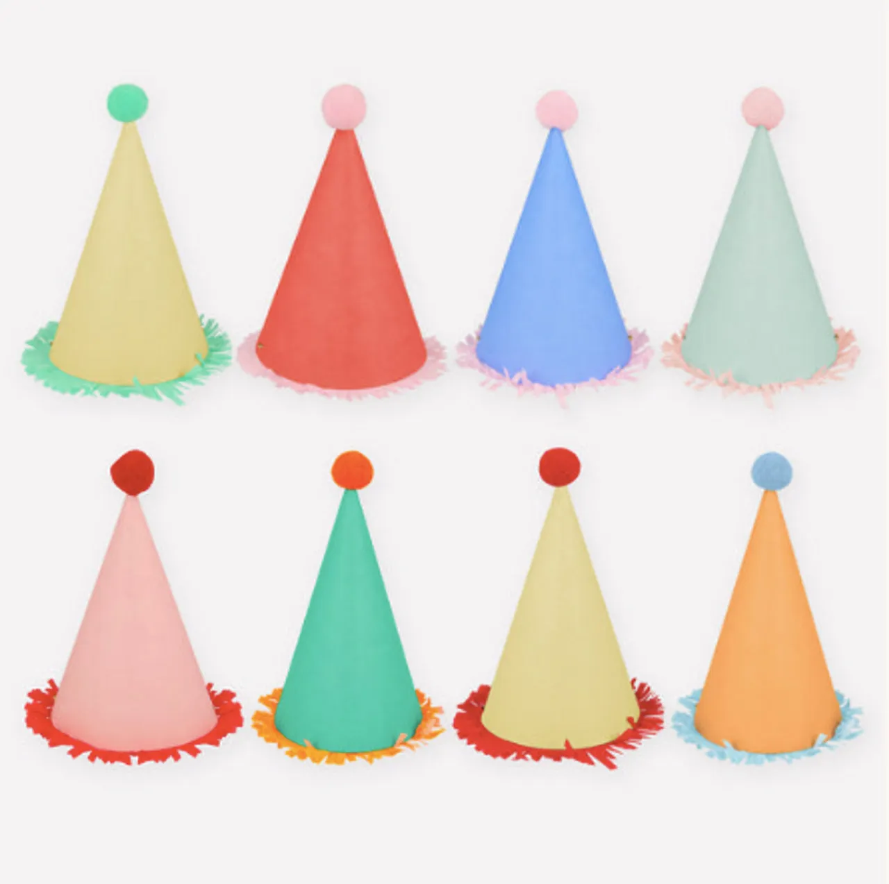 Fringed Party Hats Large (Pack 8)