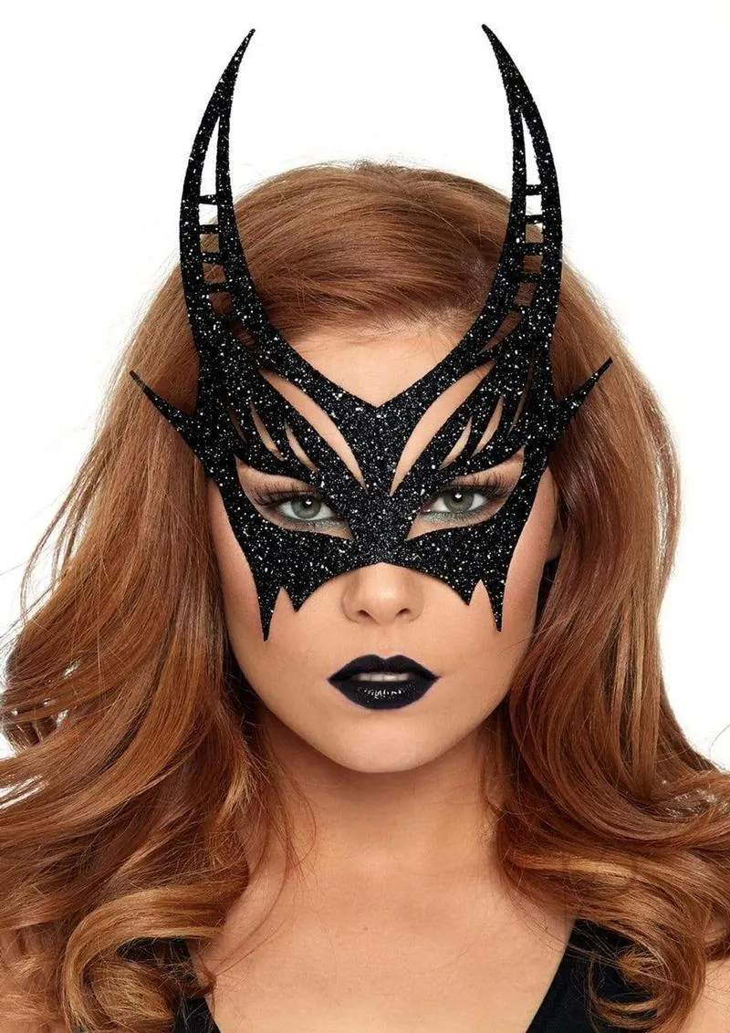 Glitter Devil Mask Os Black