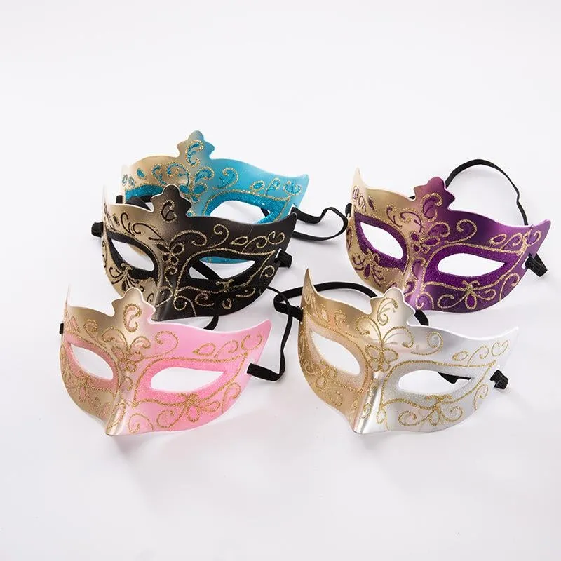 Gold and Pink Glitter Masquerade Mask