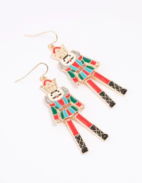 Gold Nutcracker Drop Earrings