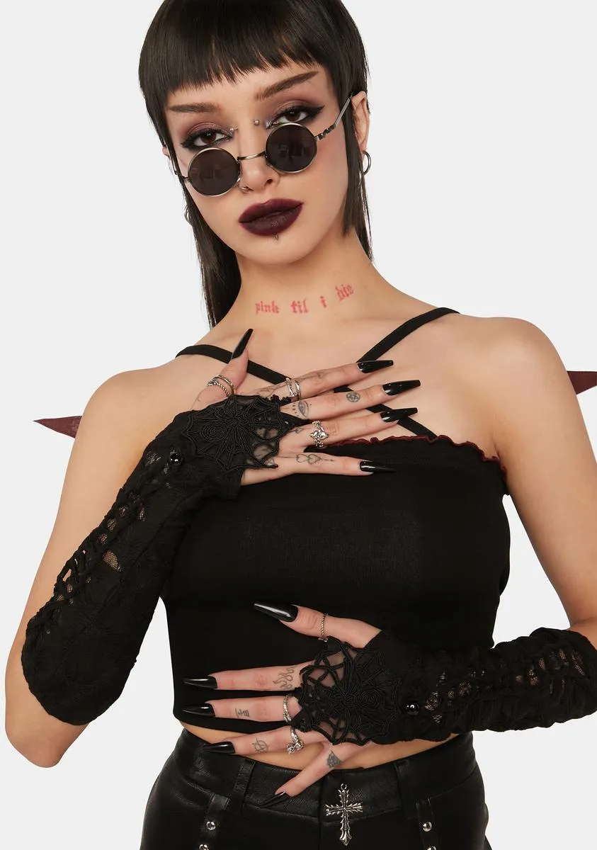 Gothic Spiderweb Lace Gloves