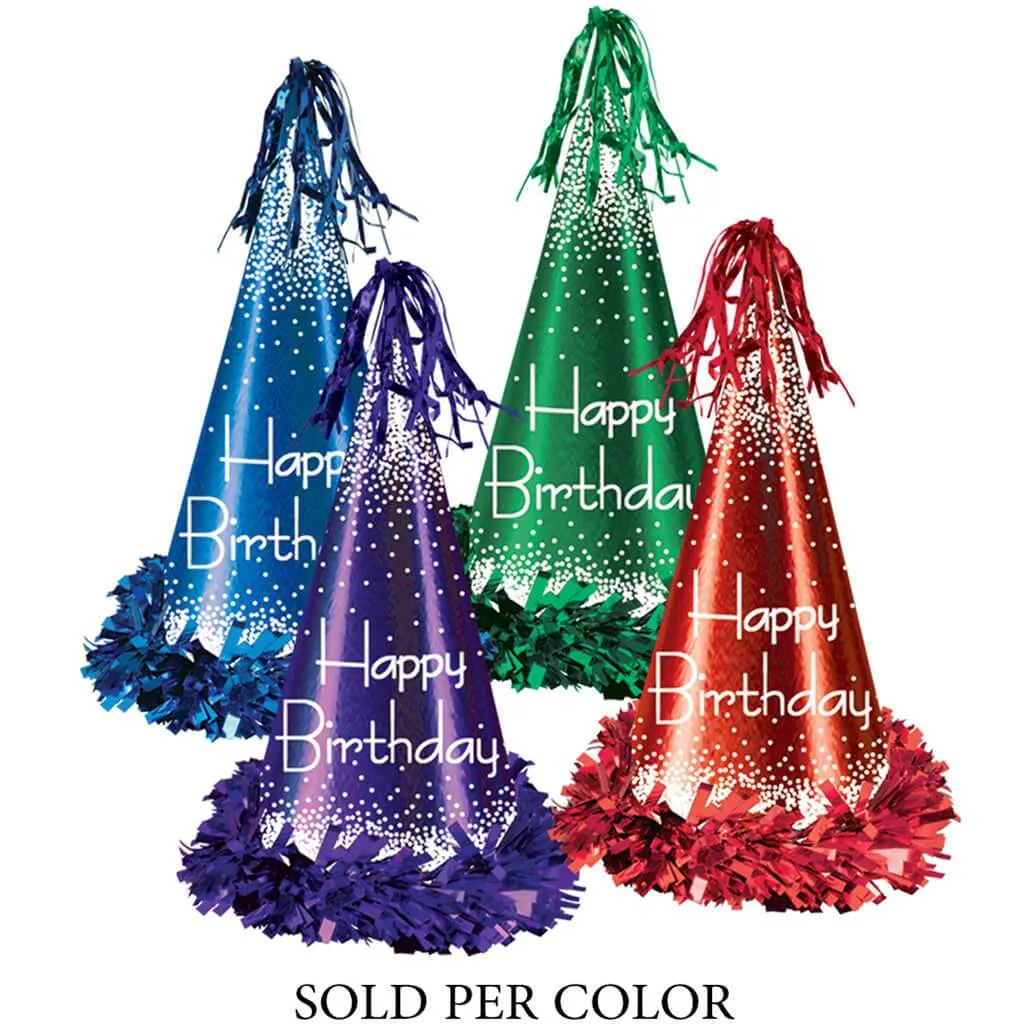 Happy Birthday Fringed Foil Party Hats