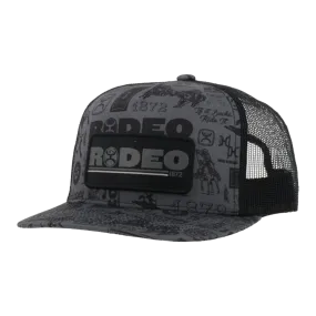 Hooey "Rodeo" Patterned Black Snapback Hat 2453T-BK