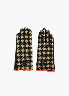 Houndstooth print gloves