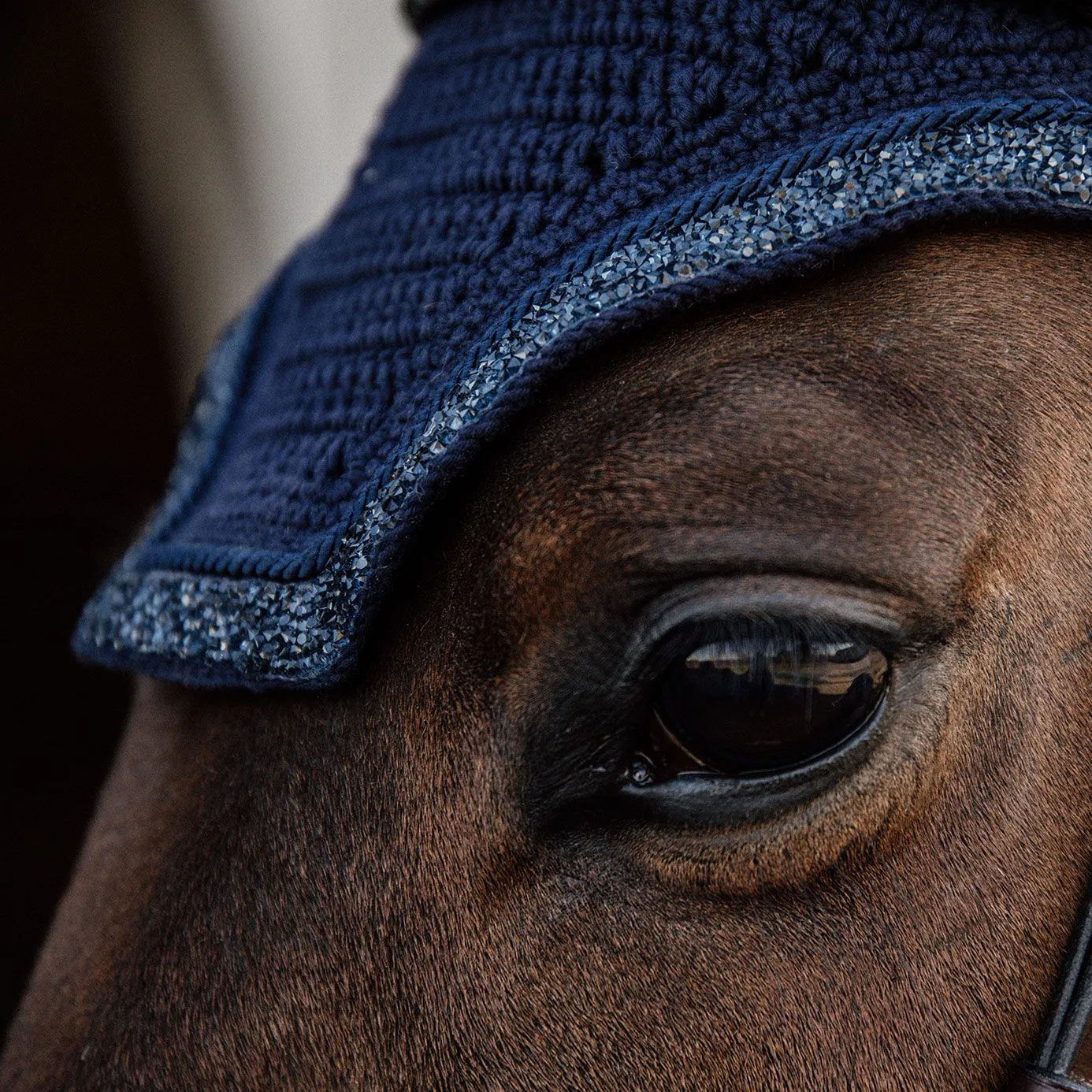 Kentucky Horsewear Glitter and Stone Wellington Soundless Fly Veil - Dark Navy