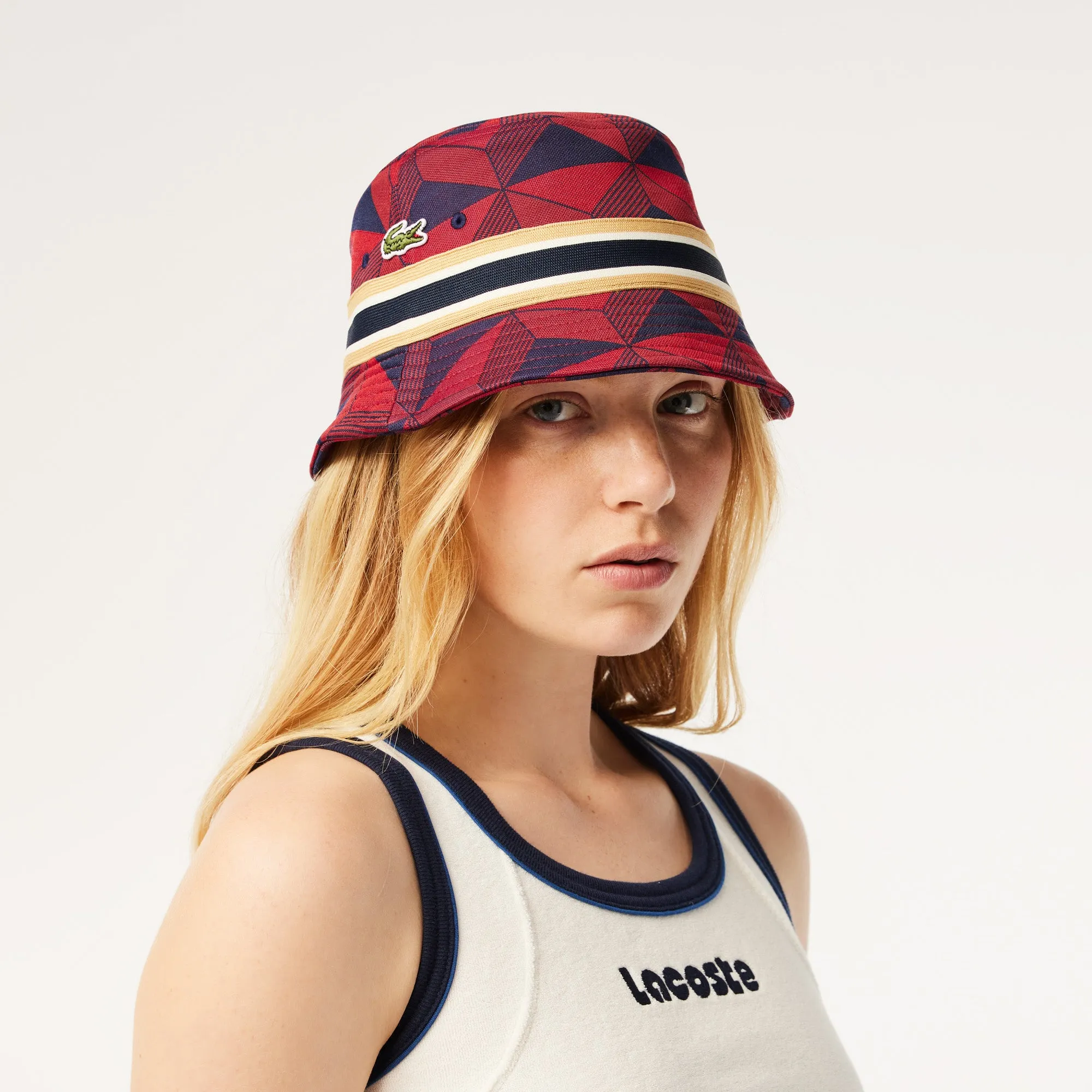 Lacoste Interlock Jacquard Patterned Bucket Hat