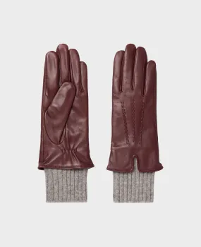 Leather Gloves with Knitted Cuff