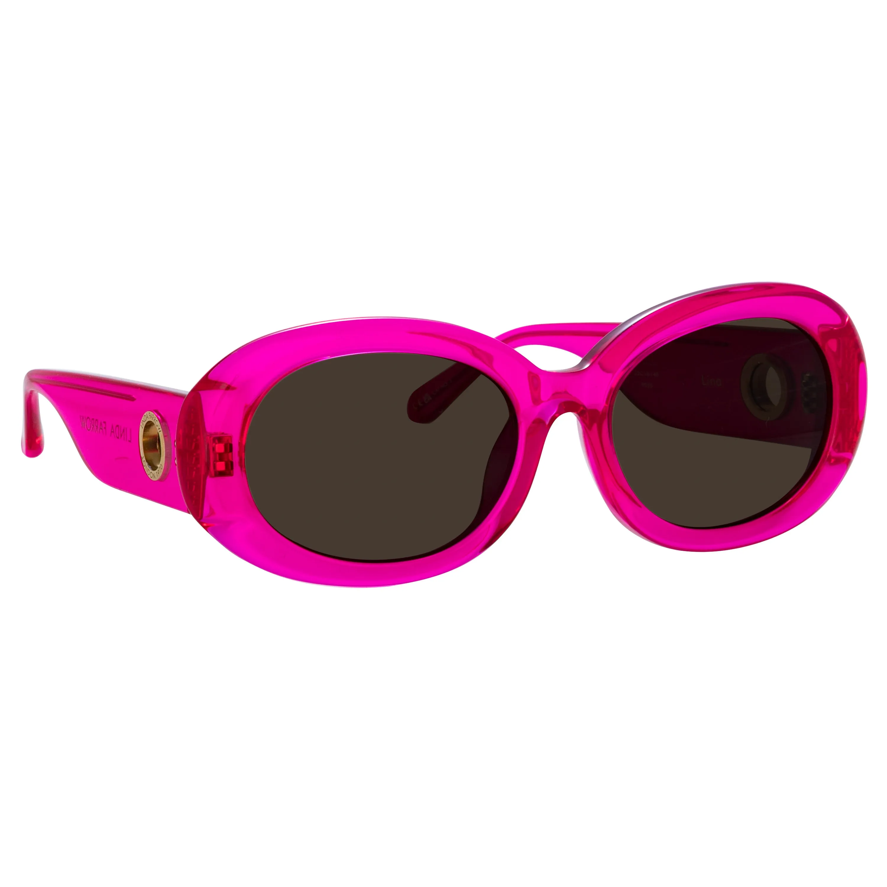 Lina Oval Sunglasses in Neon Pink