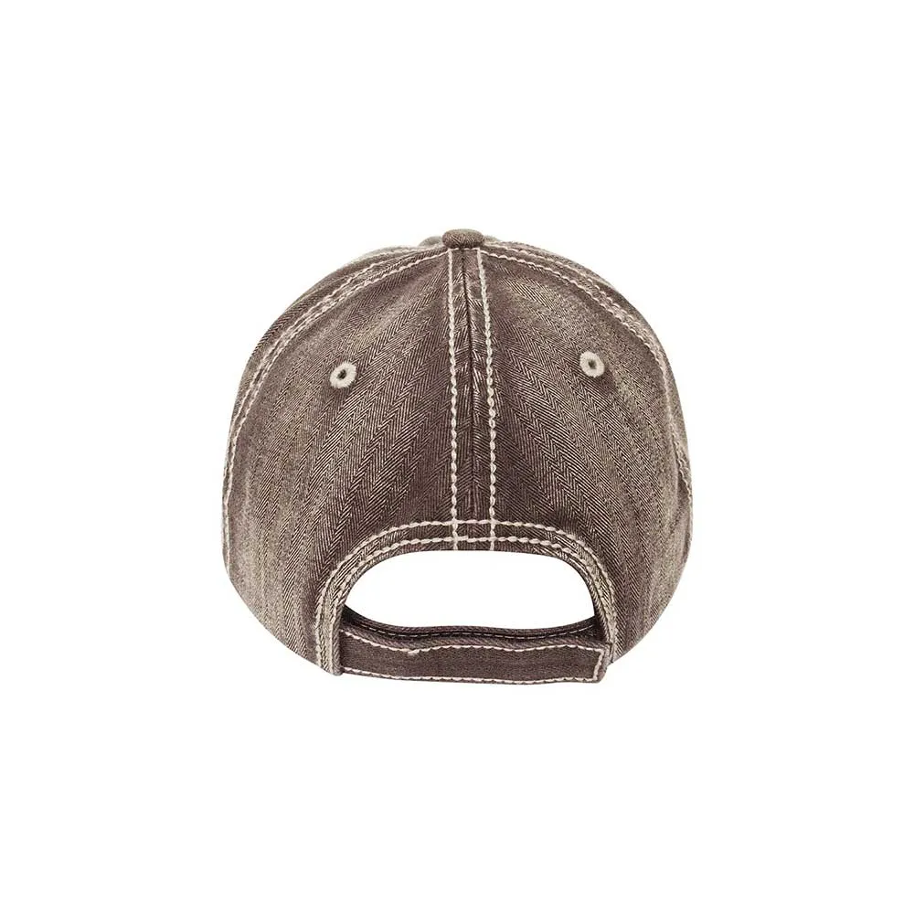 Low Profile Unstructured Heavy Washed Herringbone Cap