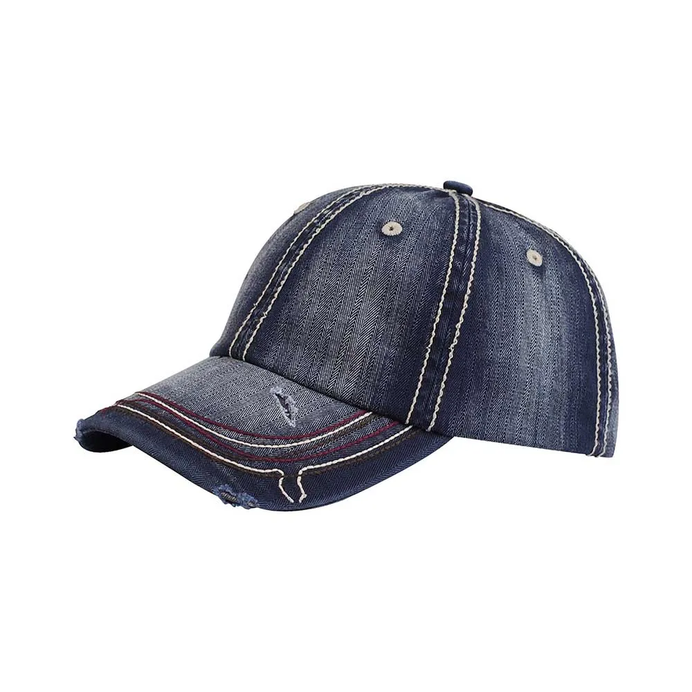 Low Profile Unstructured Heavy Washed Herringbone Cap