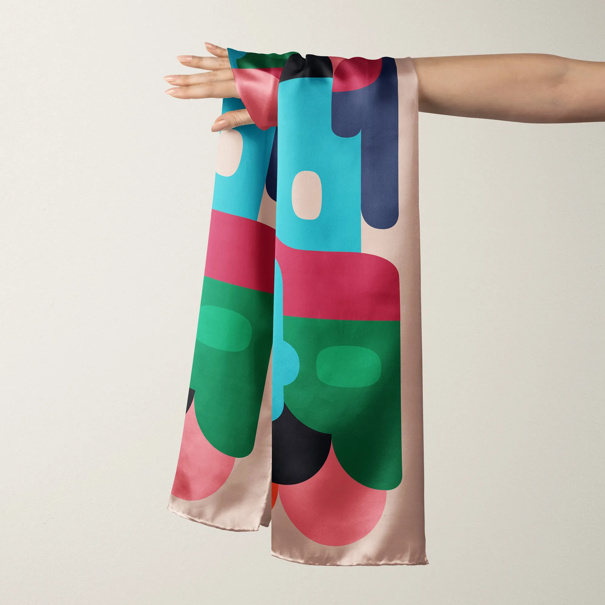 Max - 1960s style, colorful long silk scarf