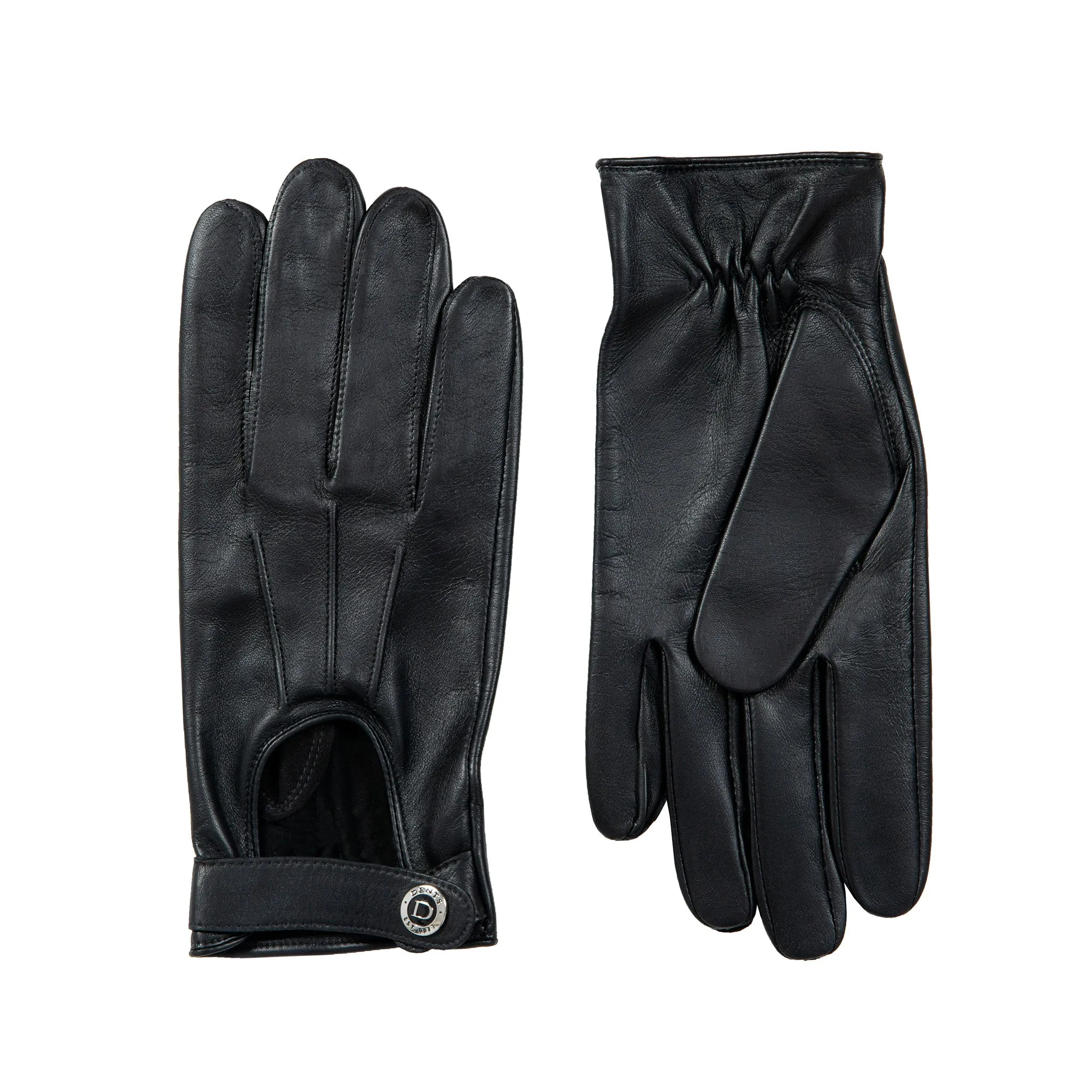 Men’s Three-Point Leather Driving Gloves with Wristwatch Cut-out