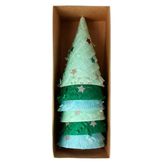 Meri Meri Fringed Christmas Tree Party Hats 6pk M110001