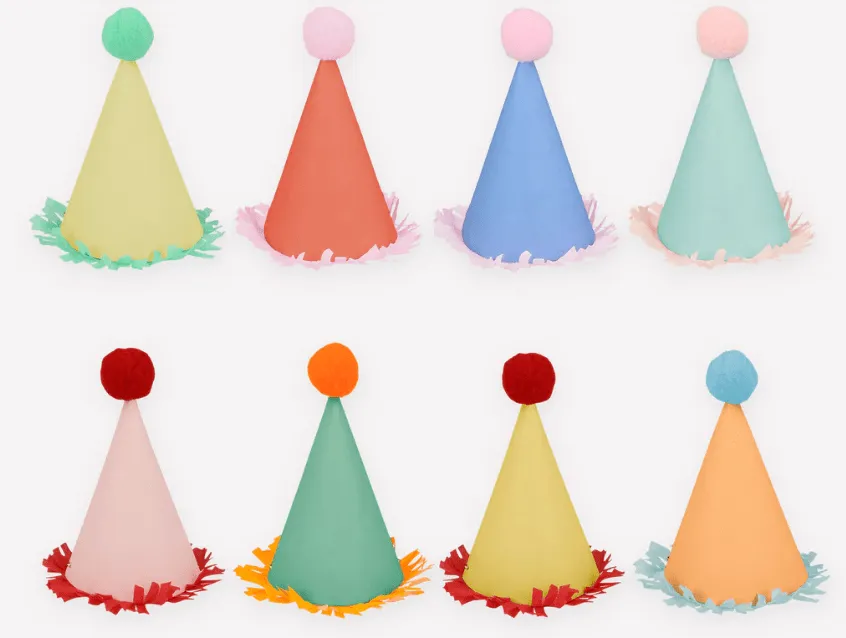 Mini Fringed Party Hats (Pack 8)