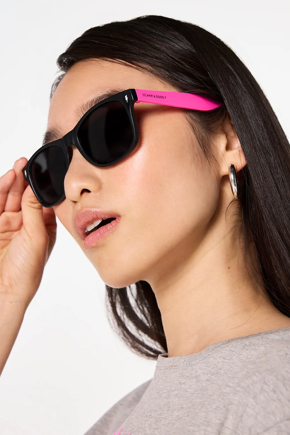 'Neon Sunnies' Black with Orange and Neon Pink