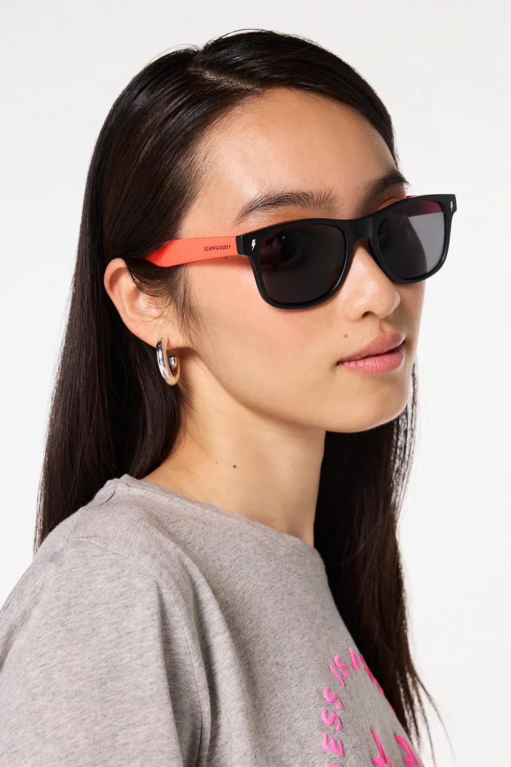 'Neon Sunnies' Black with Orange and Neon Pink