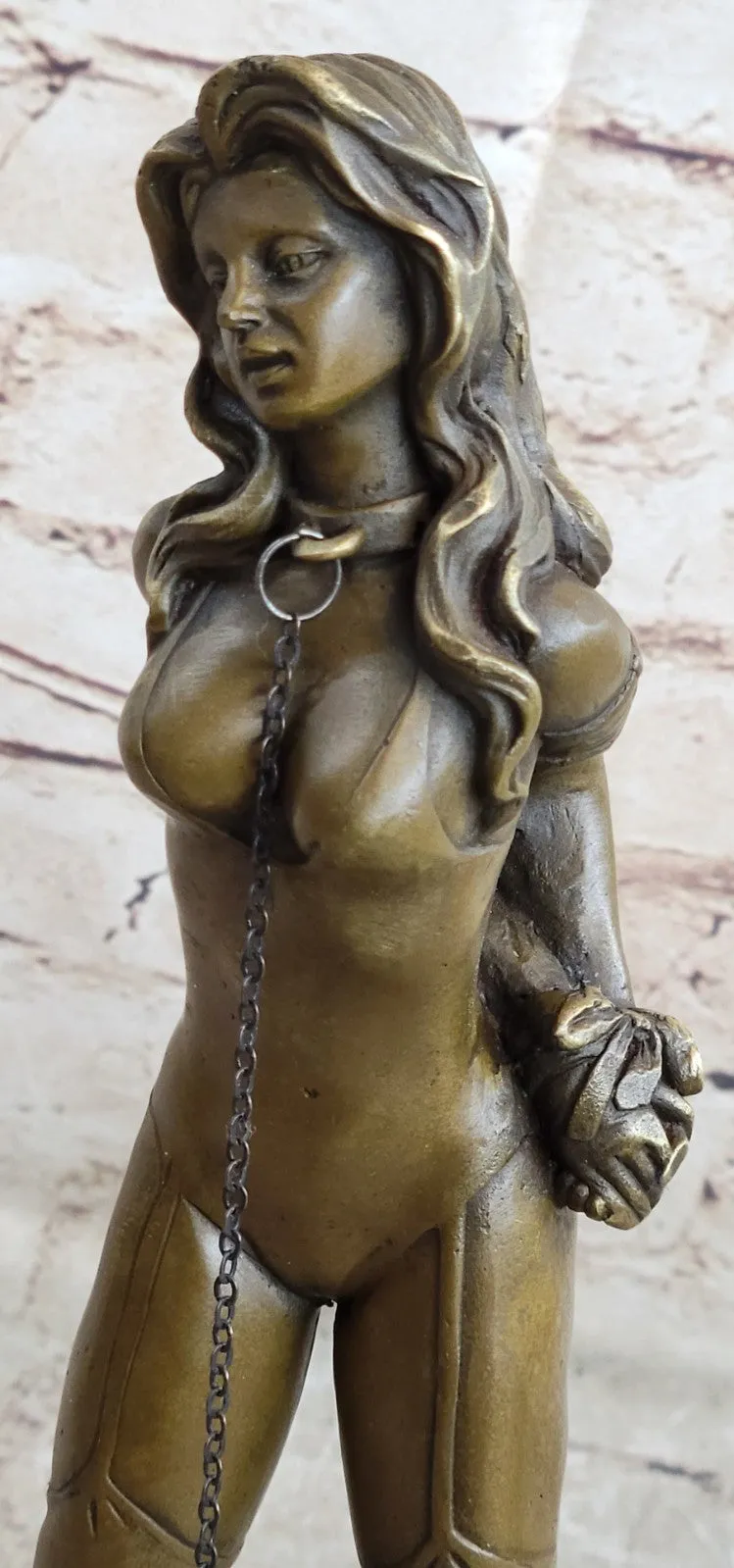 Nude Lady Tied Up EroticFigurine Figure Art Deco Handmade Bronze Statue Figure T