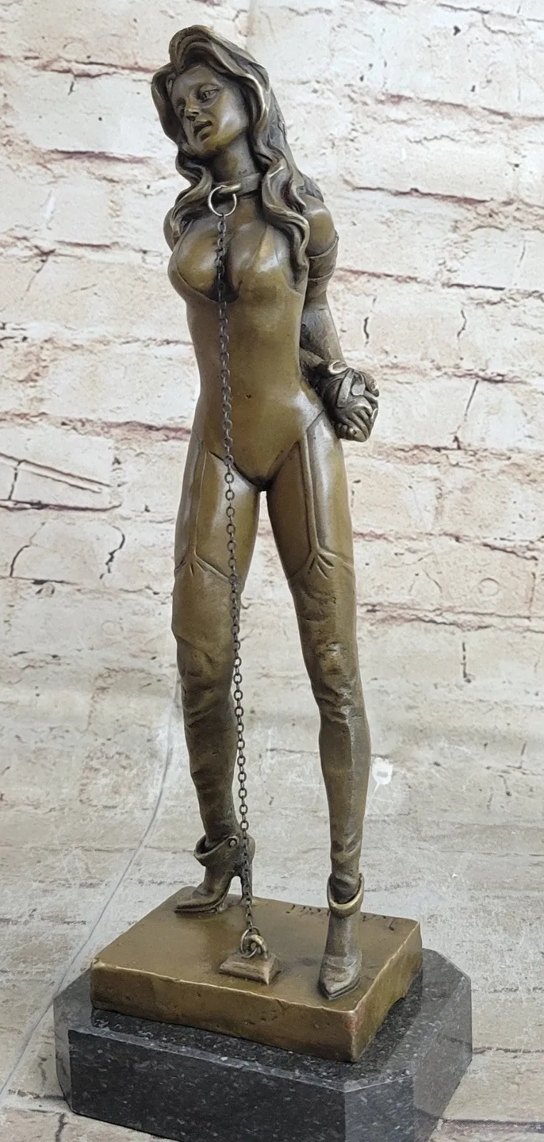 Nude Lady Tied Up EroticFigurine Figure Art Deco Handmade Bronze Statue Figure T