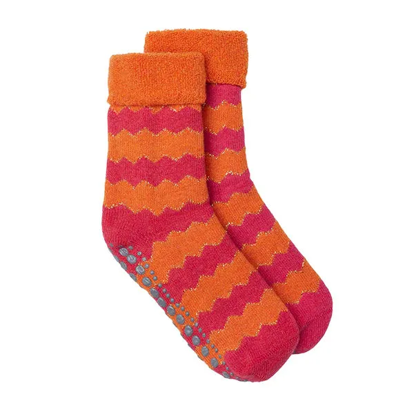 Slipper Socks Zigzag Orange/Pink