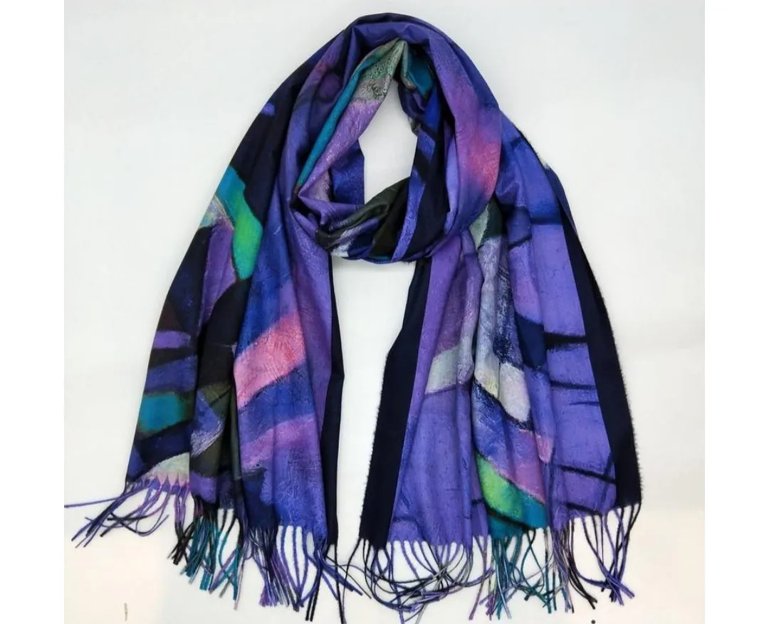 The Zoe abstract wool mix  print scarves