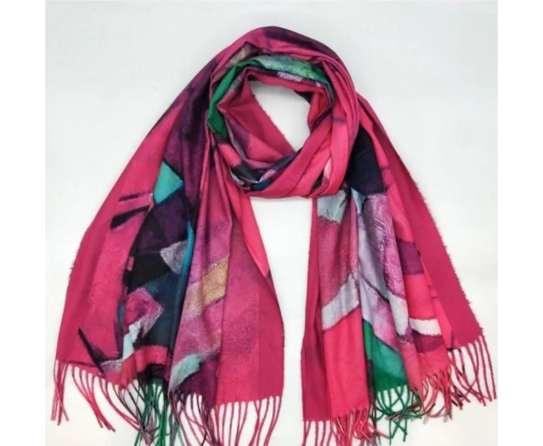 The Zoe abstract wool mix  print scarves