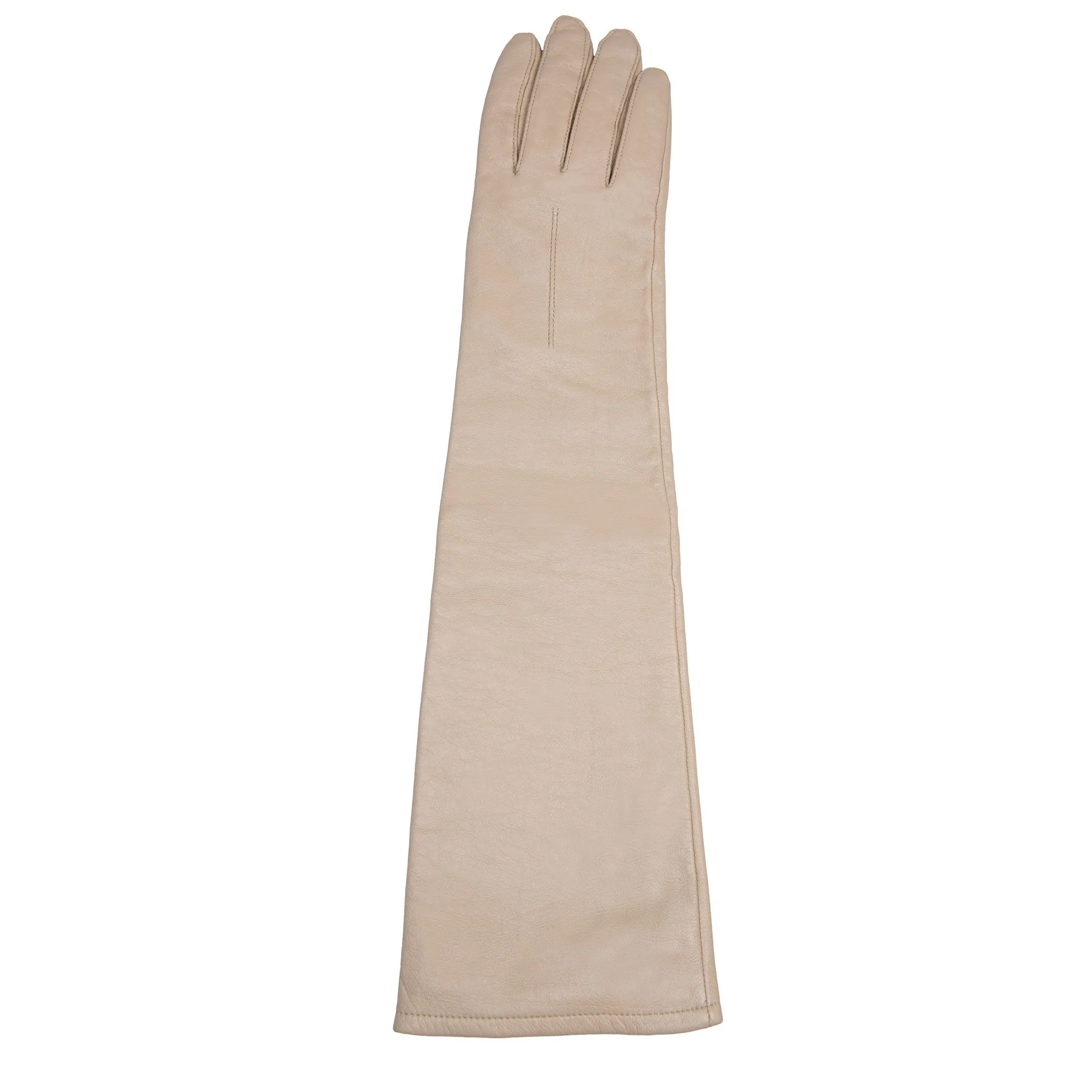 Women's Single-Point Long Above-Elbow Lined Leather Gloves