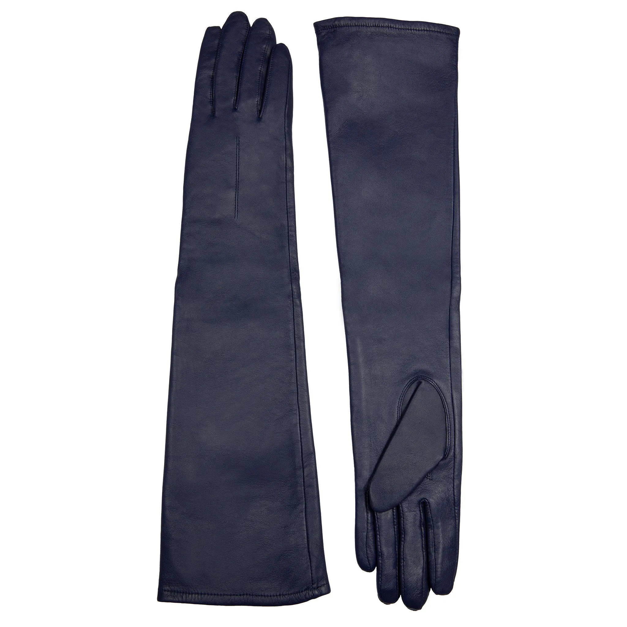 Women's Single-Point Long Above-Elbow Lined Leather Gloves