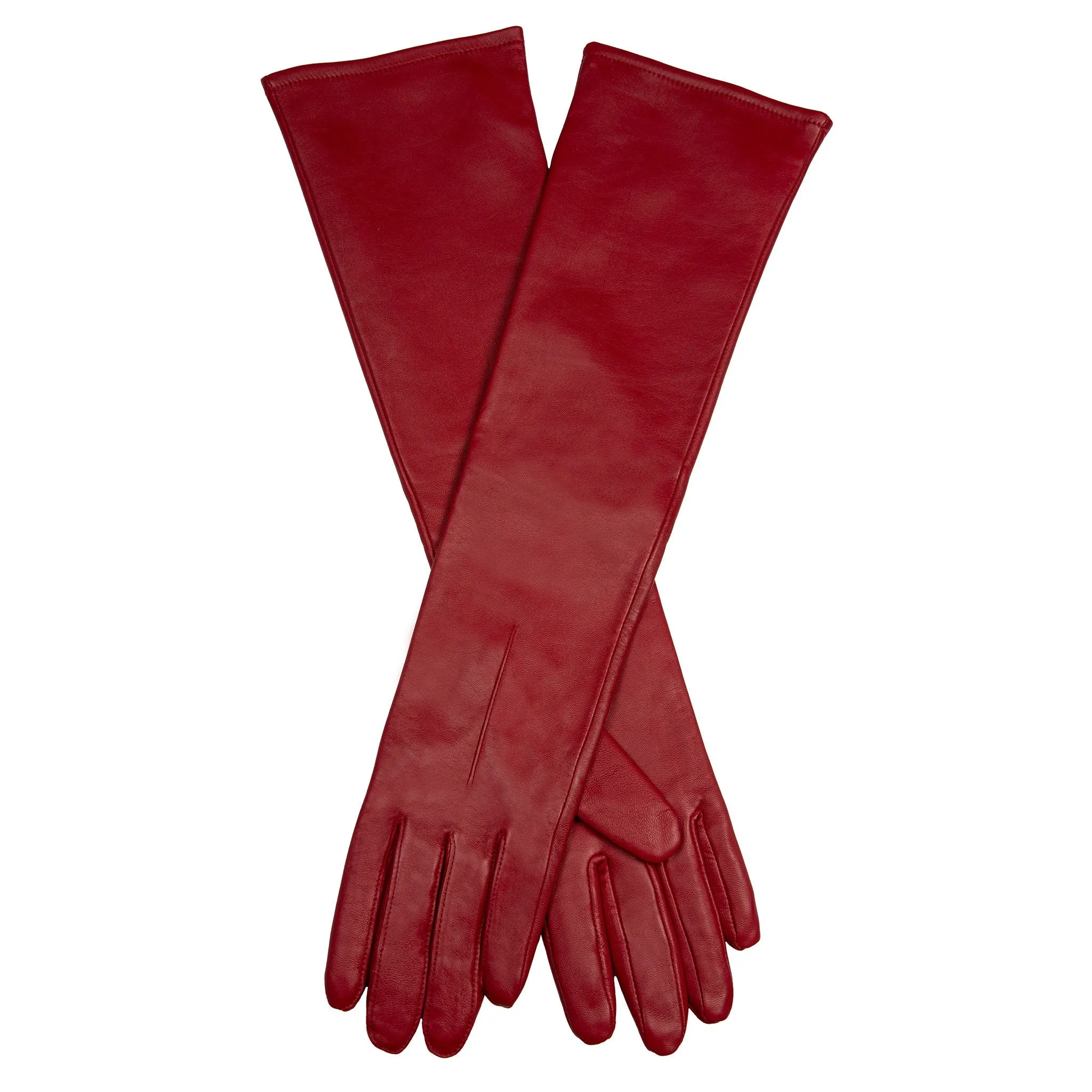 Women's Single-Point Long Above-Elbow Lined Leather Gloves