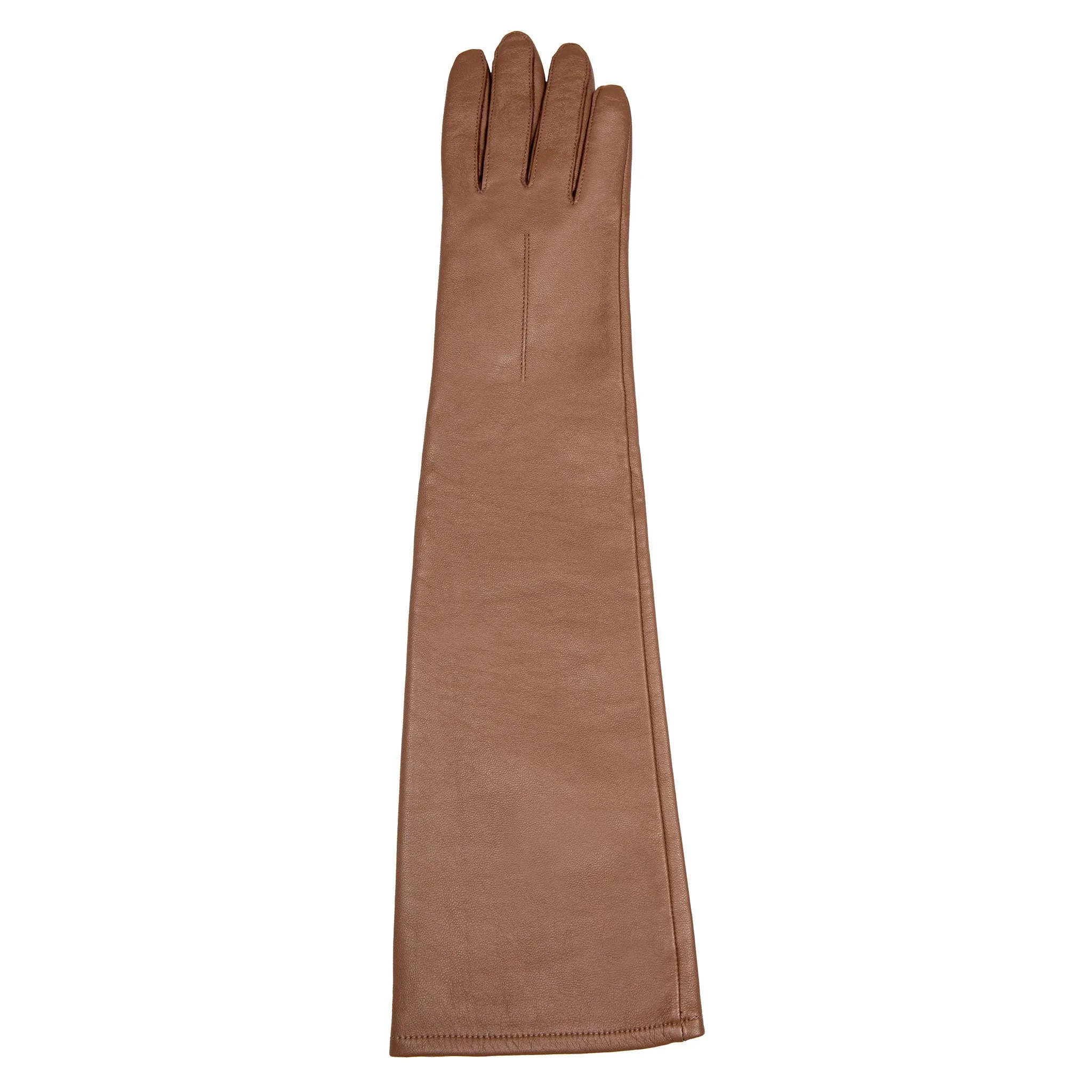 Women's Single-Point Long Above-Elbow Lined Leather Gloves